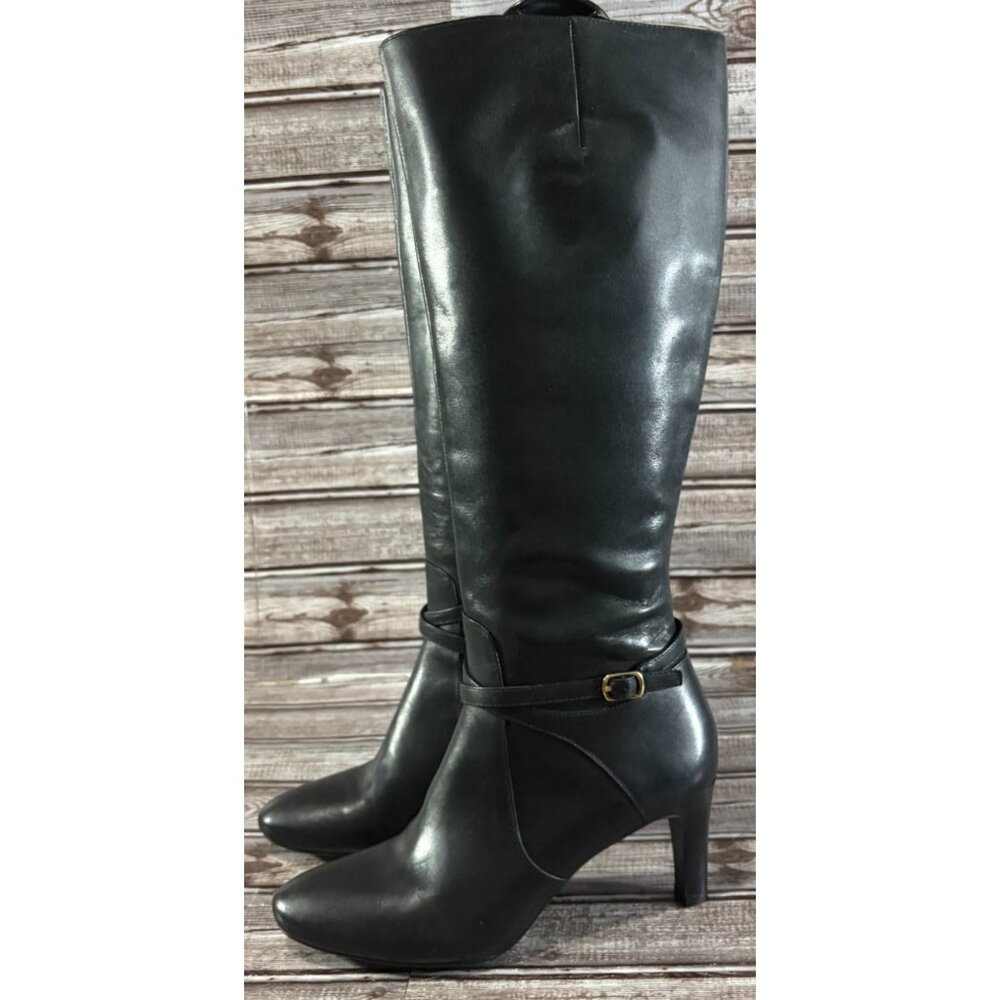 Lauren Ralph Lauren Elberta Heeled Knee-High Boots Size 7.5 b color Black